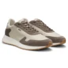 Lace-up sneakers in lightweight fabric with suede trims