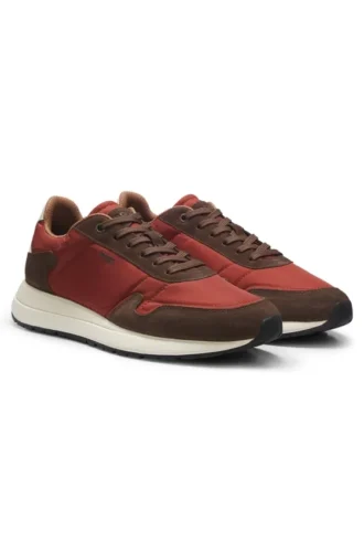 Lace-up sneakers in lightweight fabric with suede trims