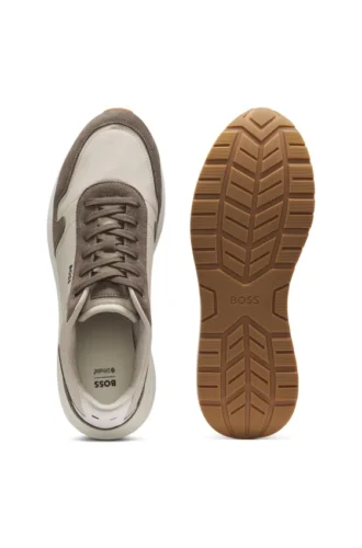 Lace-up sneakers in lightweight fabric with suede trims