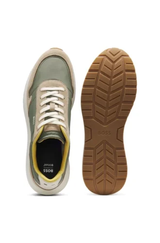Lace-up sneakers in lightweight fabric with suede trims