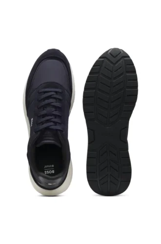 Lace-up sneakers in lightweight fabric with suede trims