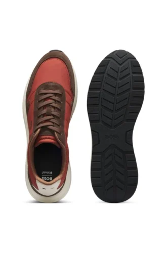 Lace-up sneakers in lightweight fabric with suede trims