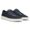 Lace-up trainers with knitted uppers and leather trims