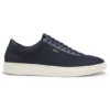 Lace-up trainers with knitted uppers and leather trims