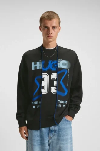 Layered-effect sweatshirt in cotton terry