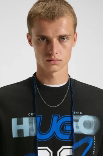 Layered-effect sweatshirt in cotton terry
