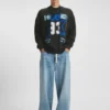 Layered-effect sweatshirt in cotton terry