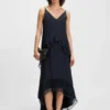 Layered satin dress with silk inserts Layered satin dress with silk inserts