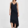 Layered satin dress with silk inserts Layered satin dress with silk inserts
