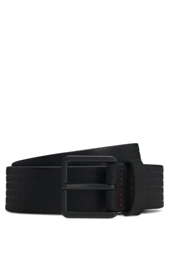 Leather belt with embossed logos Leather belt with embossed logos