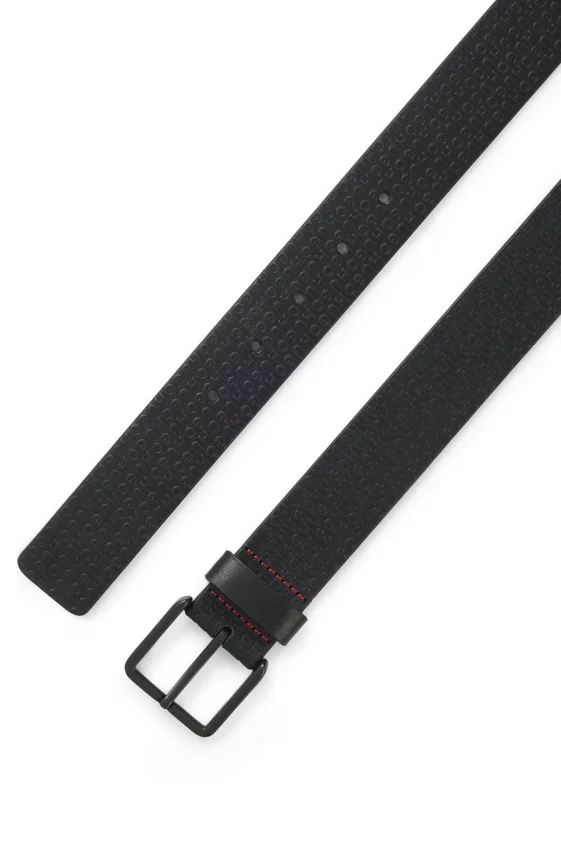 Leather belt with embossed logos Leather belt with embossed logos