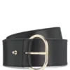 Leather belt with gold-tone buckle