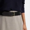 Leather belt with gold-tone buckle