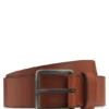 Leather belt with logo buckle