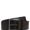 Leather belt with logo buckle