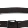 Leather belt with logo buckle