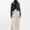 Leather biker jacket in a regular fit