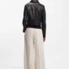 Leather biker jacket in a regular fit