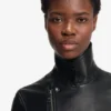 Leather biker jacket in a regular fit