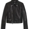 Leather biker jacket in a regular fit