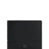 Leather billfold wallet with stacked-logo trim Leather billfold wallet with stacked-logo trim