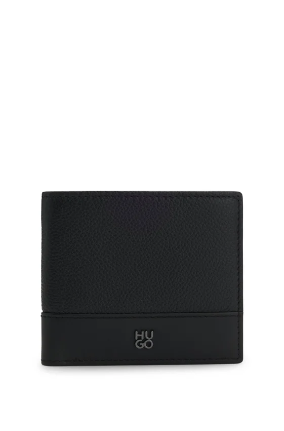 Leather billfold wallet with stacked-logo trim Leather billfold wallet with stacked-logo trim