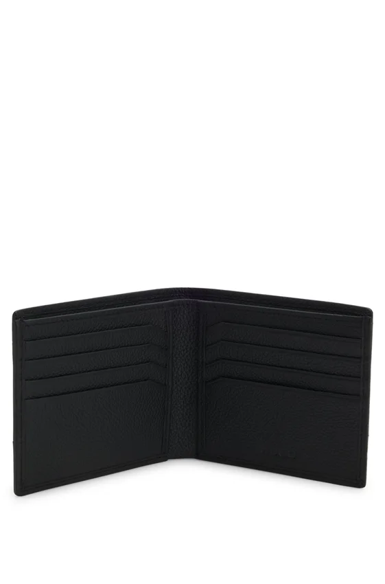 Leather billfold wallet with stacked-logo trim Leather billfold wallet with stacked-logo trim