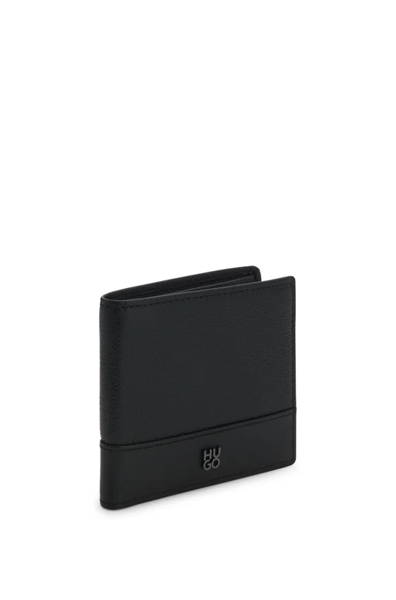 Leather billfold wallet with stacked-logo trim Leather billfold wallet with stacked-logo trim