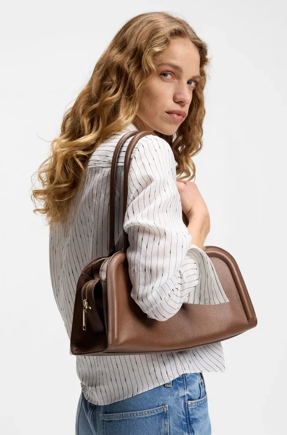 Leather bowling bag with Double B monogram Leather bowling bag with Double B monogram
