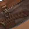 Leather bucket bag with metallic logo lettering