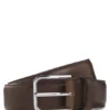 Leather business belt with polished silver buckle Leather business belt with polished silver buckle