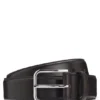 Leather business belt with polished silver buckle Leather business belt with polished silver buckle