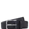 Leather business belt with polished silver buckle Leather business belt with polished silver buckle