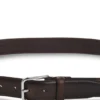 Leather business belt with polished silver buckle Leather business belt with polished silver buckle