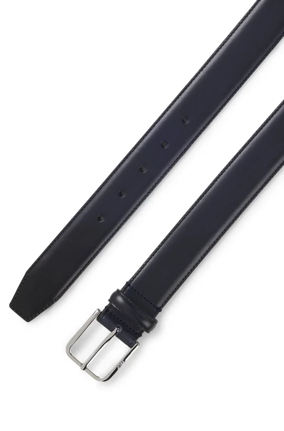 Leather business belt with polished silver buckle Leather business belt with polished silver buckle