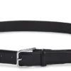 Leather business belt with polished silver buckle Leather business belt with polished silver buckle