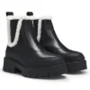 Leather Chelsea boots with faux-fur trim