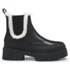 Leather Chelsea boots with faux-fur trim