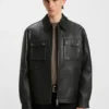 Leather field jacket in a regular fit