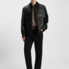 Leather field jacket in a regular fit