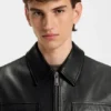 Leather field jacket in a regular fit