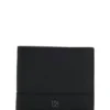 Leather folding wallet with stacked-logo trim