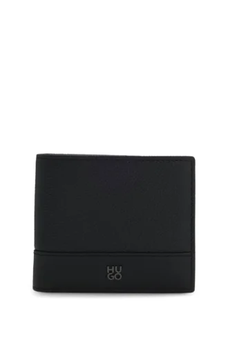 Leather folding wallet with stacked-logo trim