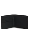 Leather folding wallet with stacked-logo trim
