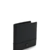 Leather folding wallet with stacked-logo trim