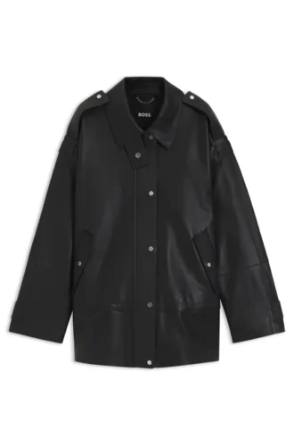 Leather jacket with long length