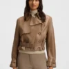 Leather jacket with trench styling