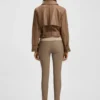 Leather jacket with trench styling