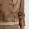 Leather jacket with trench styling