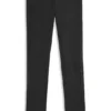 Leather leggings with logo-hook closure